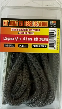 Tresse de fibre de verre noir Ø8 mm + tube de colle 17ml