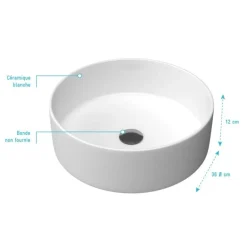 Vasque à poser ronde blanche AURLANE