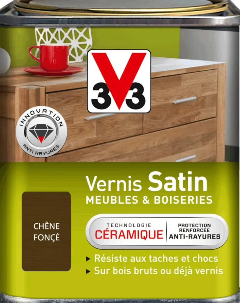 Vernis intérieur meubles/boiseries chêne foncé Satin 250 ml