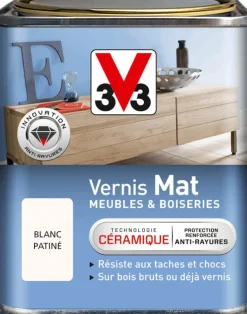 Vernis intérieur meubles/boiseries blanc patiné mat 250 ml