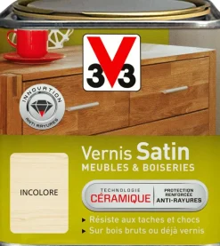Vernis meubles et boiseries blanc patiné satin 250 ml V33