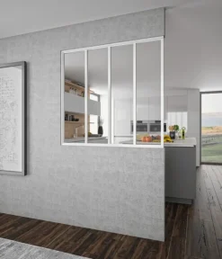 Verrière Louvre alu blanc verre clair 1125 x 1500 mm
