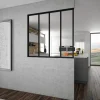 Verrière Louvre alu noir sablé verre clair 1125 x 1500 mm