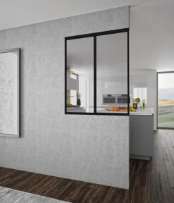 Verrière Louvre alu noir sablé verre clair 1125 x 865 mm