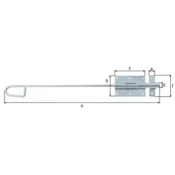 Verrou baïonnette zingué avec gâche attachée 300 Ø14 mm