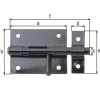 Verrou de box zingué noir avec gâche attachée 57x100 mm