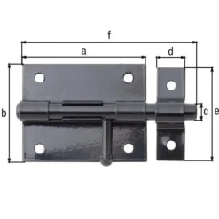 Verrou de box zingué noir avec gâche attachée 57x100 mm