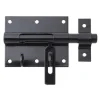 Verrou porte-cadenas zingué noir + gâche attachée 90/130 mm