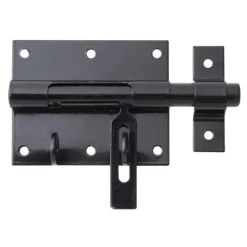 Verrou porte-cadenas zingué noir + gâche attachée 90/130 mm