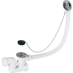 Vidage de baignoire à chaînette avec siphon + grille inox