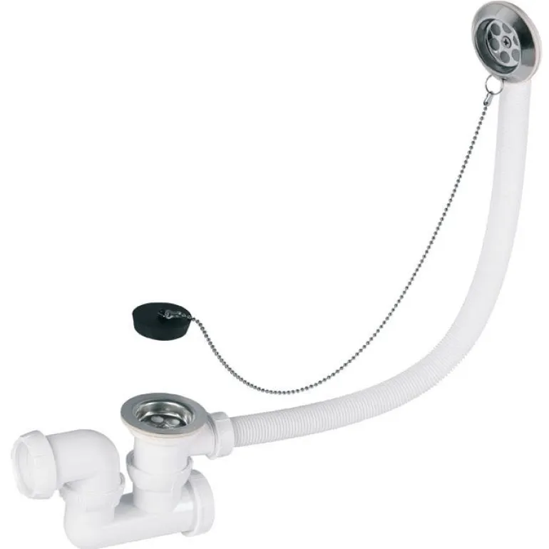 Vidage de baignoire à chaînette avec siphon + grille inox