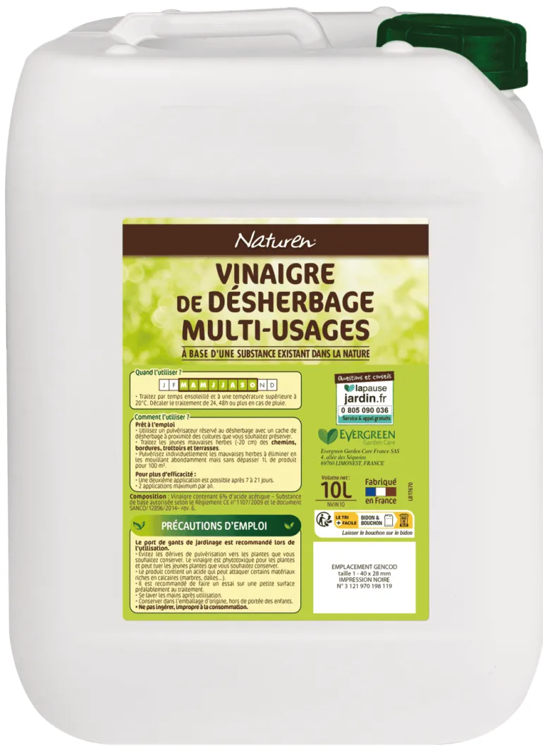 Vinaigre de désherbage multi-usages vinaigre 6% 10L NATUREN