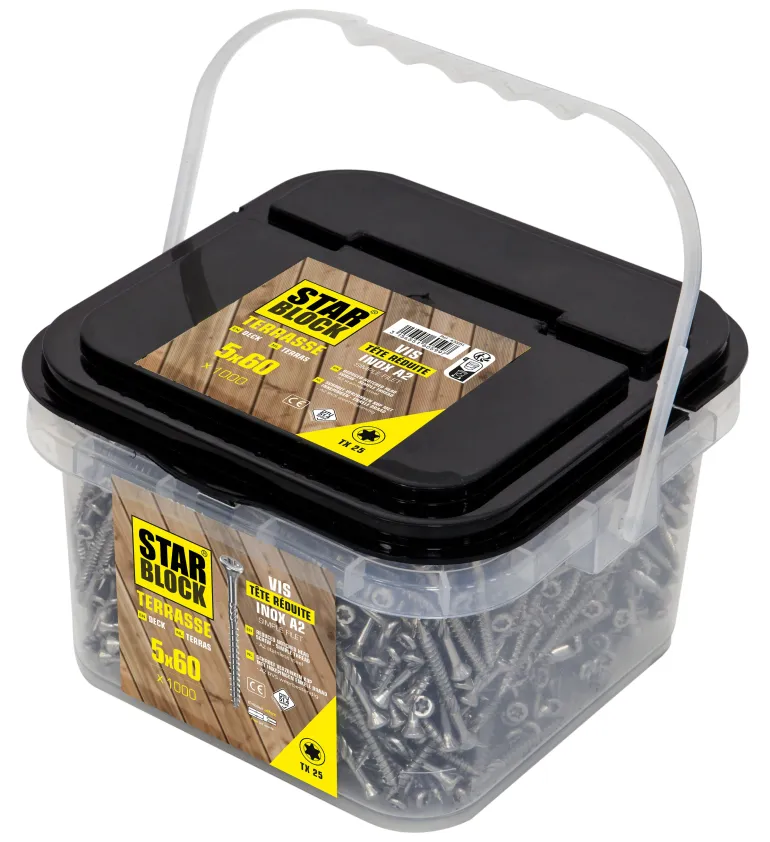 Vis terrasse tête fraisée TX inox A2 5x60mm (x1000)