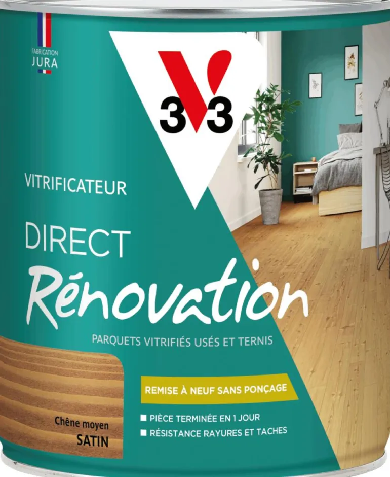Vitrificateur direct rénovation chêne moyen satin 2,5L V33