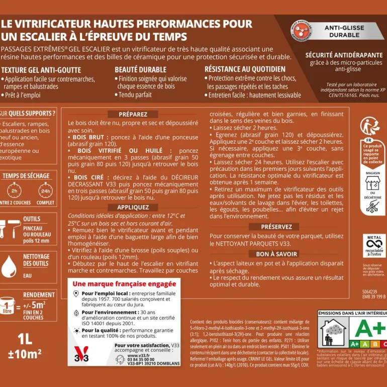 Vitrificateur gel escaliers incolore satin 0.75L