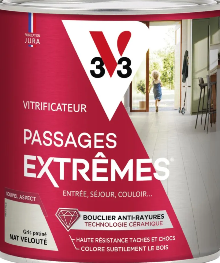 Vitrificateur passages extrêmes gris patiné mat 0,75L
